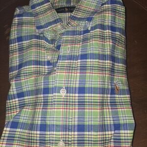 Ralph Lauren Green, Blue & Yellow Plaid Button-Down Shirt